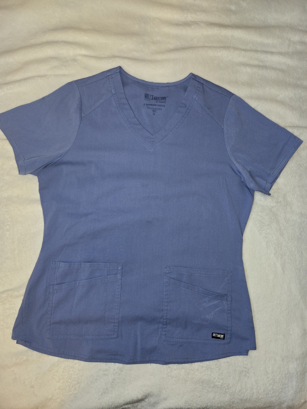 Grey's Anatomy V-Neck Scrub Top in Medium Blue